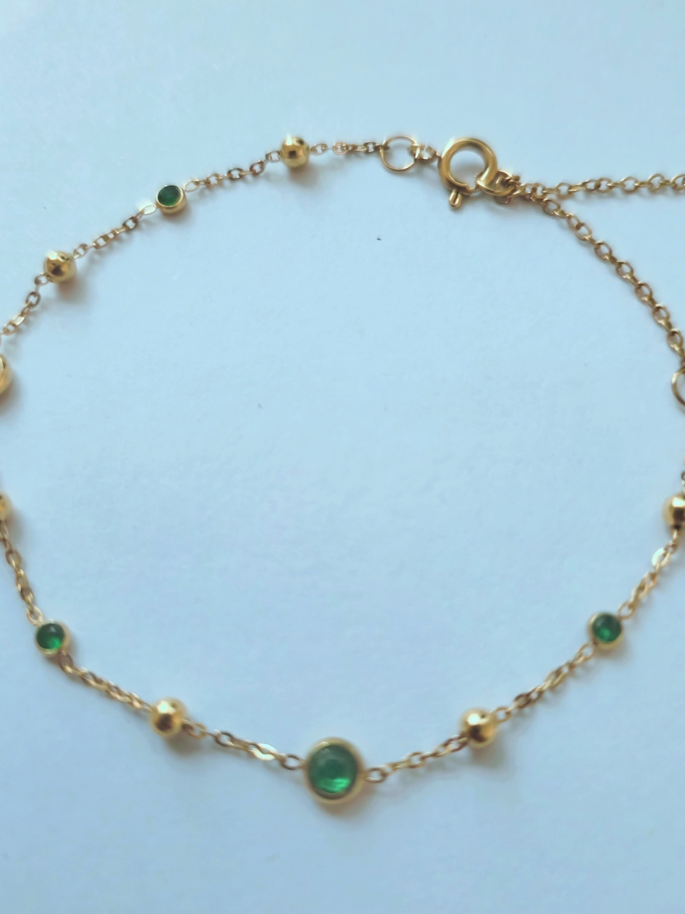 Dainty‎ 18K Gold Plated Bracelet W/ Emerald Green Zircon